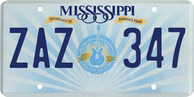 MS license plate ZAZ347