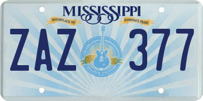 MS license plate ZAZ377