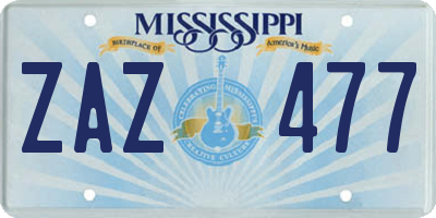 MS license plate ZAZ477