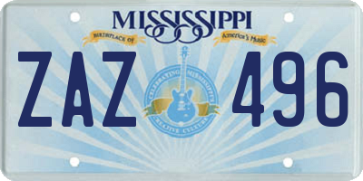 MS license plate ZAZ496