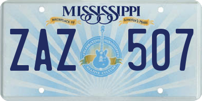 MS license plate ZAZ507
