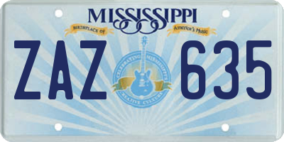 MS license plate ZAZ635