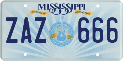 MS license plate ZAZ666