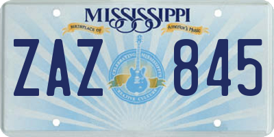 MS license plate ZAZ845