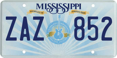 MS license plate ZAZ852