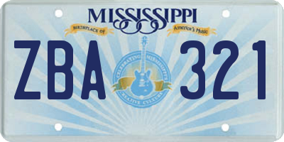 MS license plate ZBA321