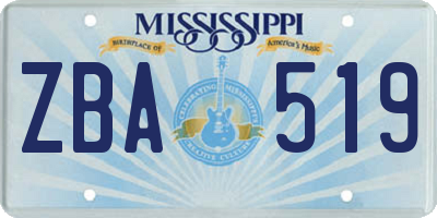 MS license plate ZBA519