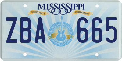 MS license plate ZBA665