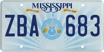 MS license plate ZBA683