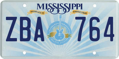 MS license plate ZBA764