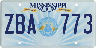 MS license plate ZBA773