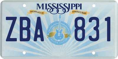 MS license plate ZBA831