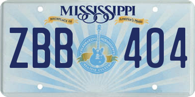 MS license plate ZBB404