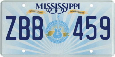 MS license plate ZBB459