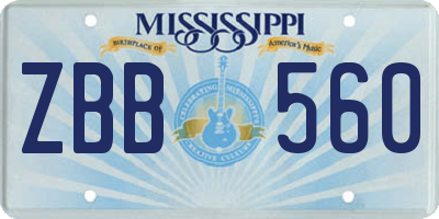 MS license plate ZBB560