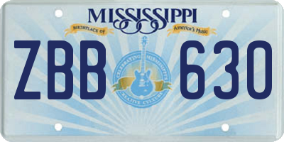 MS license plate ZBB630