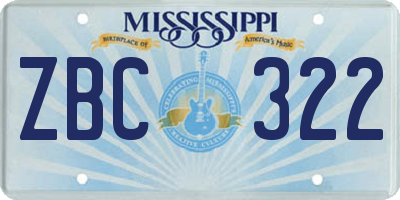 MS license plate ZBC322