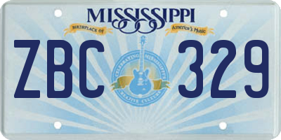 MS license plate ZBC329