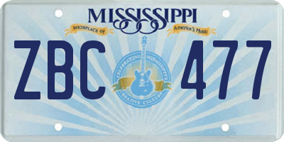 MS license plate ZBC477