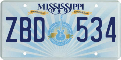 MS license plate ZBD534