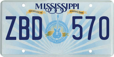MS license plate ZBD570