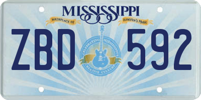 MS license plate ZBD592