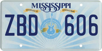 MS license plate ZBD606
