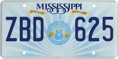 MS license plate ZBD625
