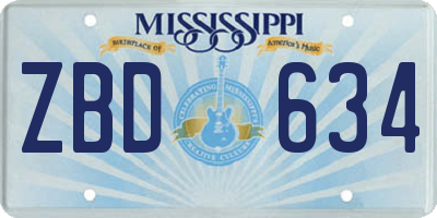 MS license plate ZBD634