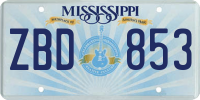 MS license plate ZBD853