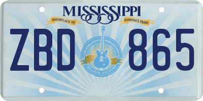MS license plate ZBD865