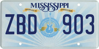 MS license plate ZBD903