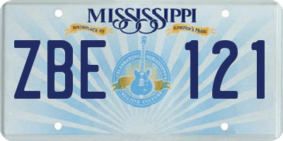 MS license plate ZBE121