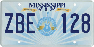 MS license plate ZBE128