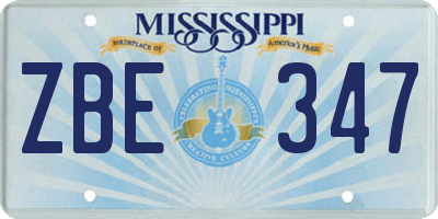 MS license plate ZBE347