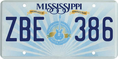 MS license plate ZBE386