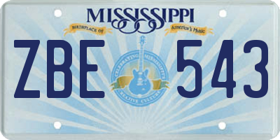 MS license plate ZBE543