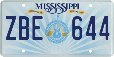 MS license plate ZBE644