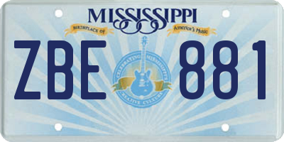 MS license plate ZBE881