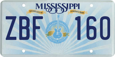 MS license plate ZBF160
