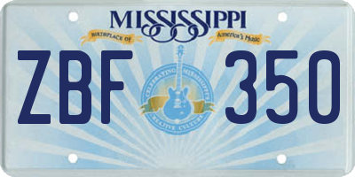 MS license plate ZBF350
