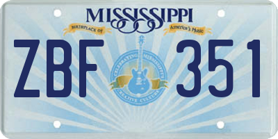 MS license plate ZBF351