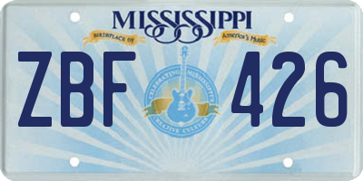 MS license plate ZBF426