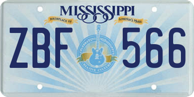 MS license plate ZBF566