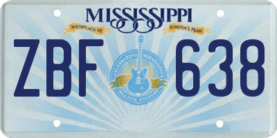 MS license plate ZBF638