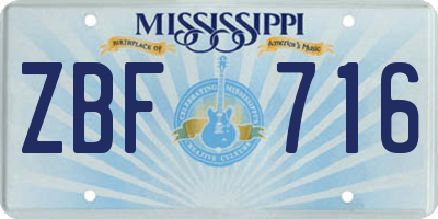 MS license plate ZBF716