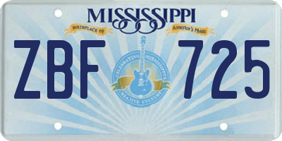 MS license plate ZBF725