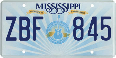 MS license plate ZBF845