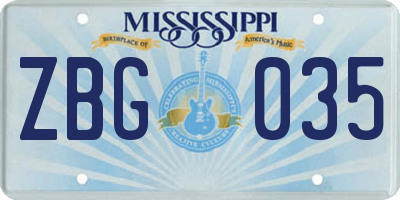 MS license plate ZBG035