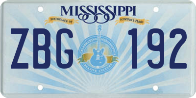 MS license plate ZBG192